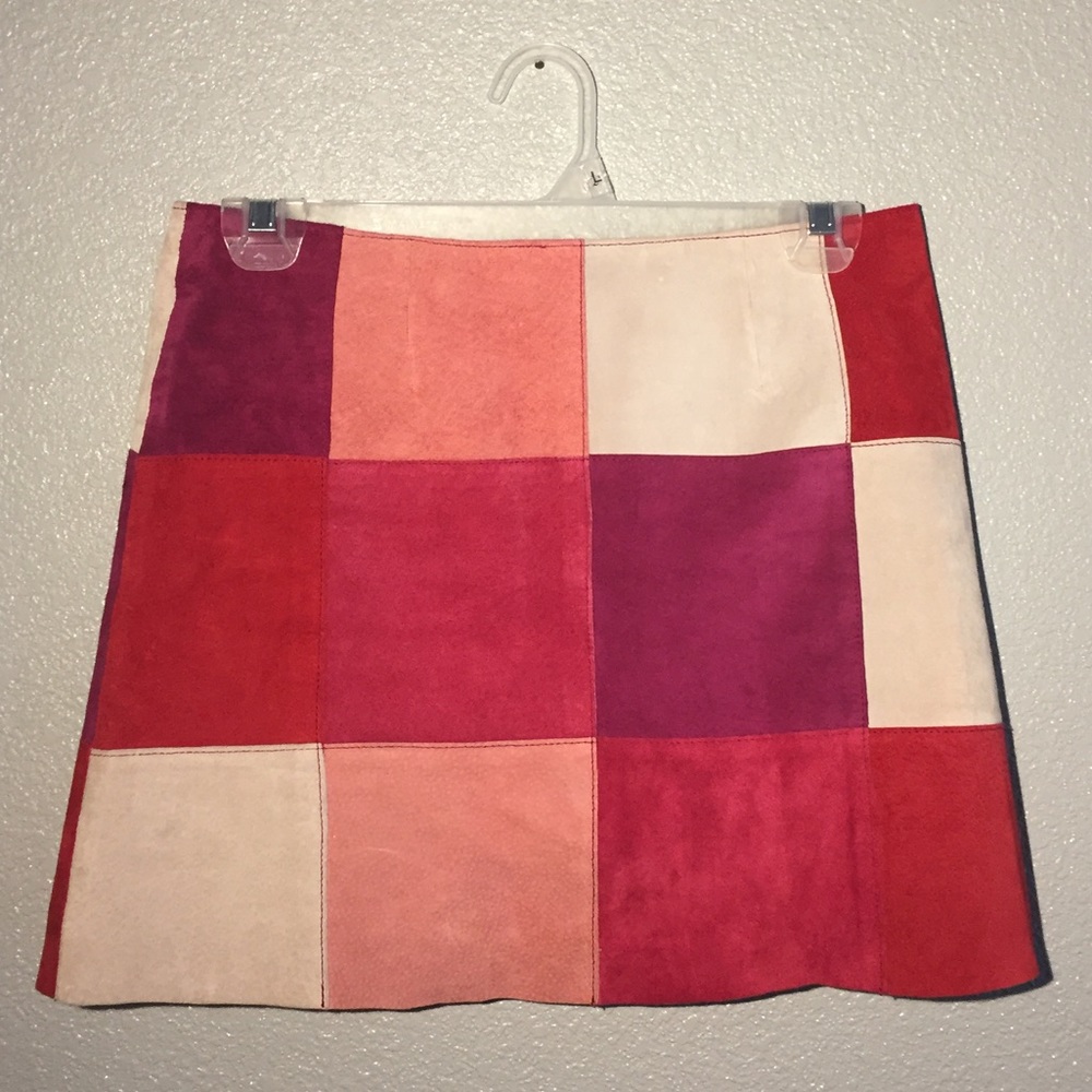 Leather express checkered skirt